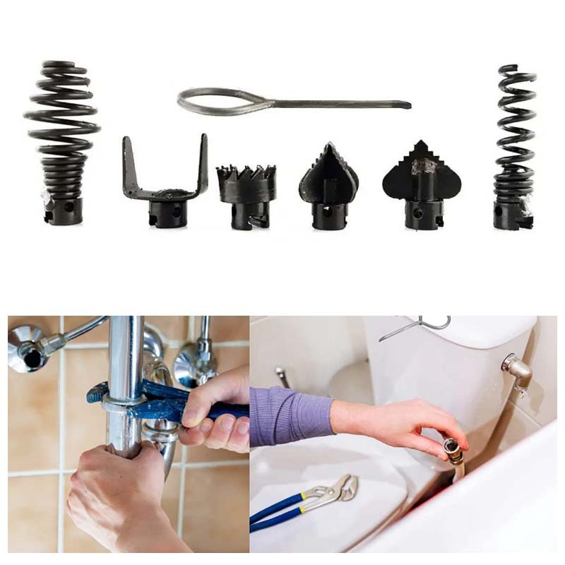 16mm 7pcs Dengan Adaptor Bor Cleaner Cutter Head For Drain Cleaner Aksesori Drain Cleaner Machine He