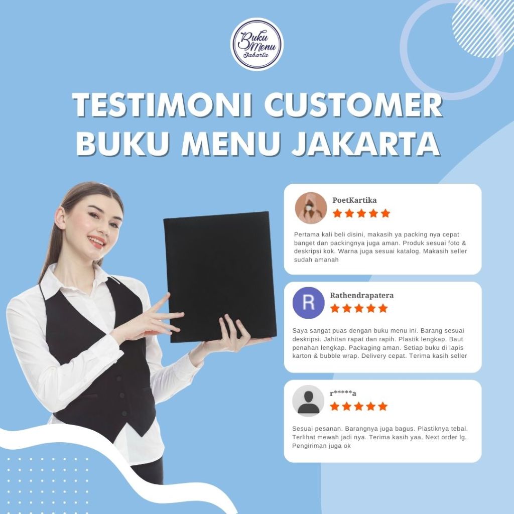 

ABmart Buku Menu Jakarta - Buku Menu Kulit Jepit Baut Isi Plastik 15x30cm Hitam, Coklat Muda, Coklat