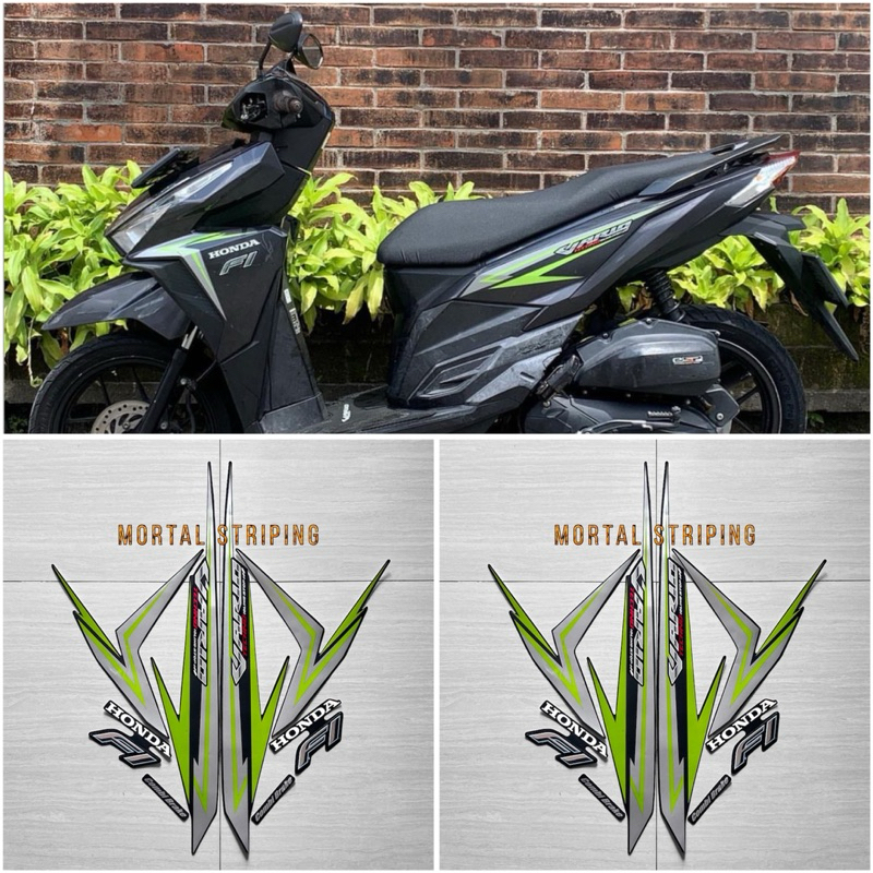 STIKER STRIPING LIS BODY VARIO TECHNO 125 LED 2016 HITAM CORAK HIJAU STANDAR
