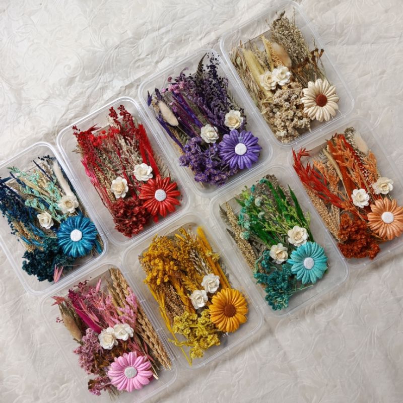 Paket Box bunga kering Daisy bunga mahar hiasan seserahan