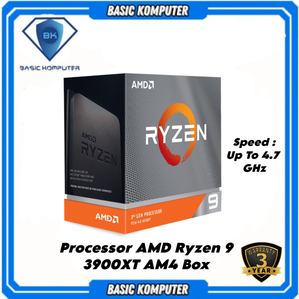 PROCESSOR AMD RYZEN 9 3900XT BOX CPU SOCKET AM4 GARANSI 3 TAHUN