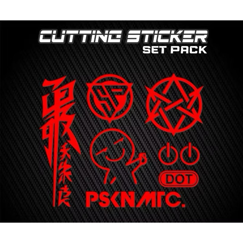 Sticker cutting pack kanji china jepang logo sp bulat bibtang emot psknmtc dot logo power Stiker cut