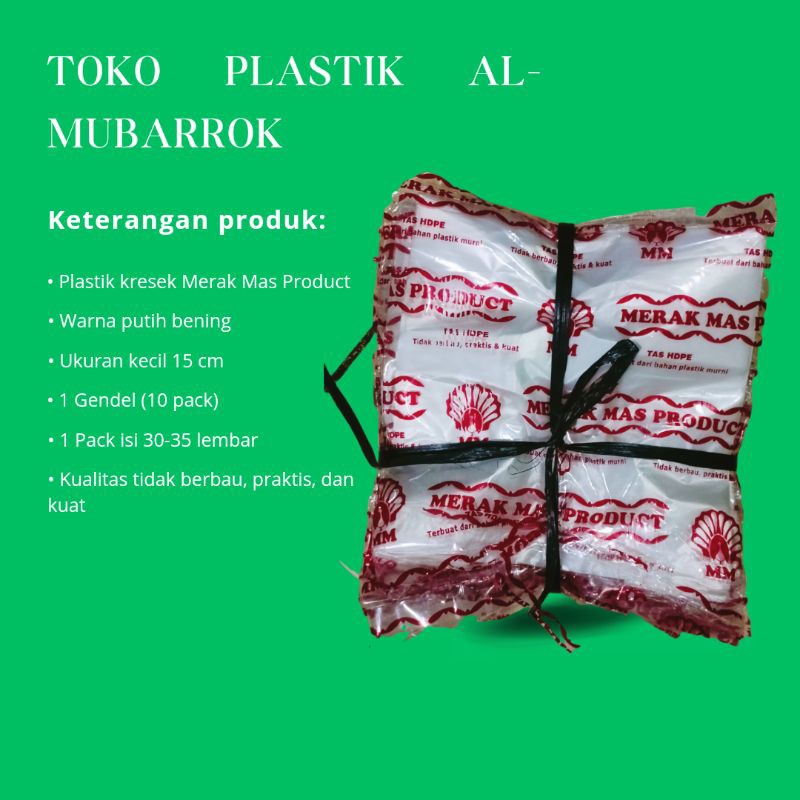 Kantong Plastik Kresek Merak Mas Product, Ukuran Kecil 15 cm, Warna Putih Bening Tipis Sesuai Gambar