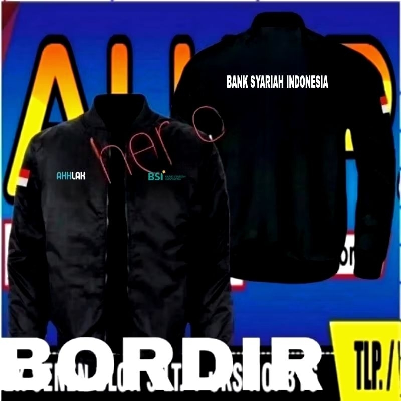 Jaket bordir BSI syariah jaket BSI syariah jaket bomber BSI syariah jaket kerja BSI jaket seragam BS