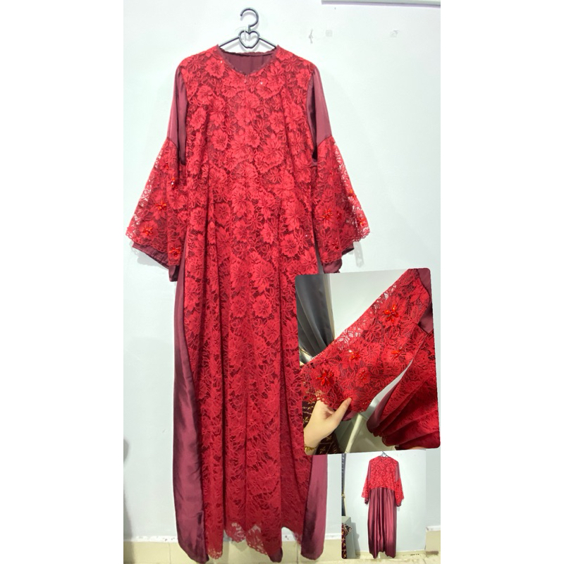 Preloved gamis brukat / preloved kebaya hijab / preloved dress pesta / gamis pesta brukat