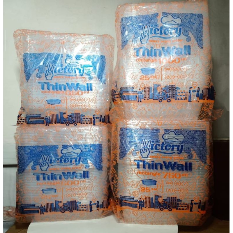 THINWALL RECTANGLE VICTORY | Tepak Mika Plastik | 1000ml 750ml 650ml 500ml