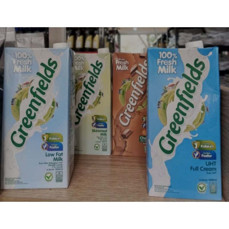 

Susu greenfields UHT 950ml full cream, coklat, low fat (only instant)