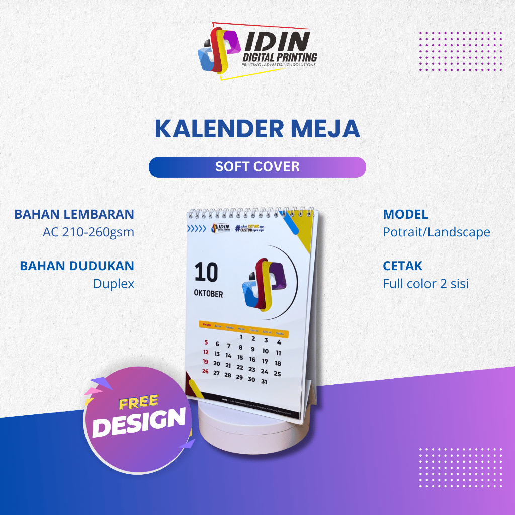 

Kalender Meja Custom 7 Lembar Soft Cover - Percetakan Idin Digital Printing