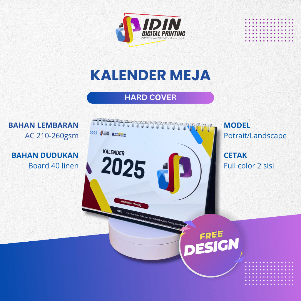 

Kalender Meja Custom 7 Lembar Hard Cover - Percetakan Idin Digital Printing