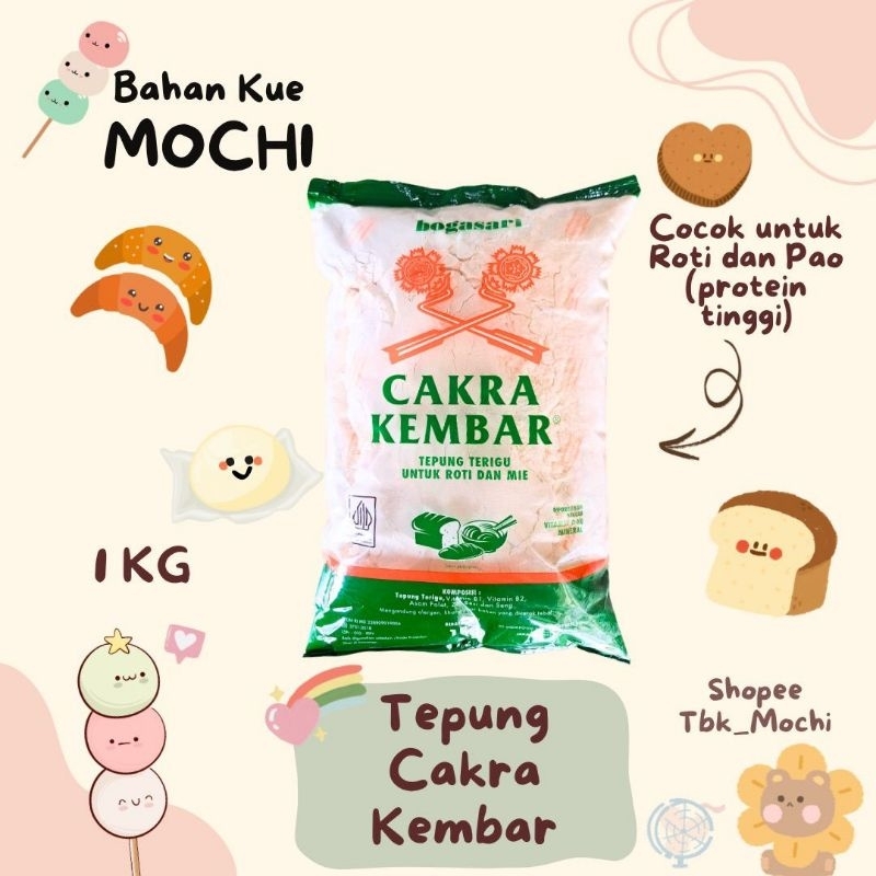 

Tepung Terigu Cakra Kembar Transparan 1 KG ( Protein Tinggi ) / Tepung Terigu / Tepung Gandum