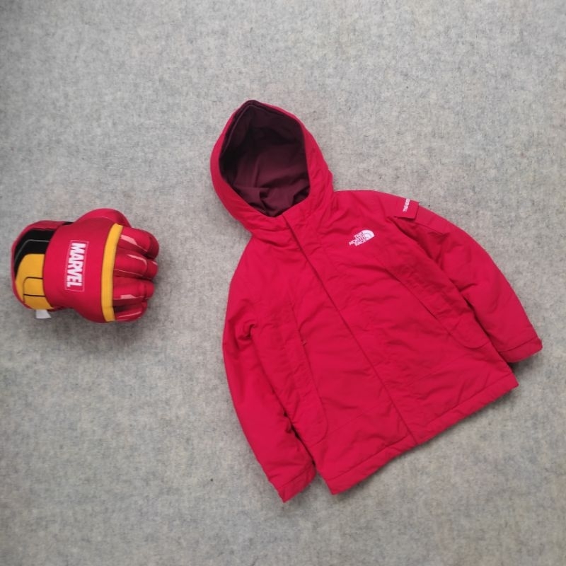 jacket outdoor tebal anak the North face merah saku samping like new