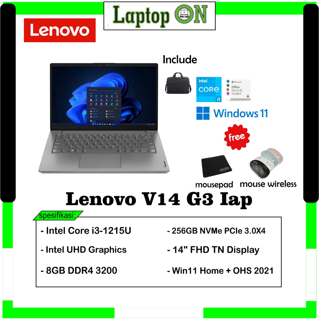 PROMO LENOVO Core i3 / Lenovo V14 G3 IAP Core i3 1215U 8GB 256GB Win11 OHS 2021