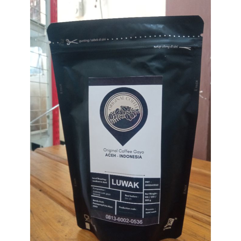 

Original. Kopi Gayo Kopi Luwak Liar Arabica Gayo 100 gr