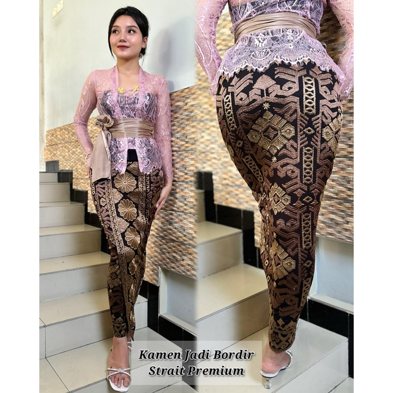 KAMEN JADI SONGKET BORDIR STRAIT uk M L XL DAN XXL