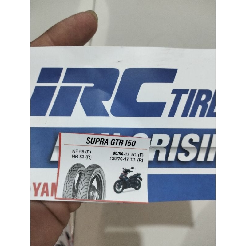 PAKETAN BAN LUAR IRC SUPRA GTR 150 UKURAN 90/80-17 DAN 120/70-17 TUBELESS