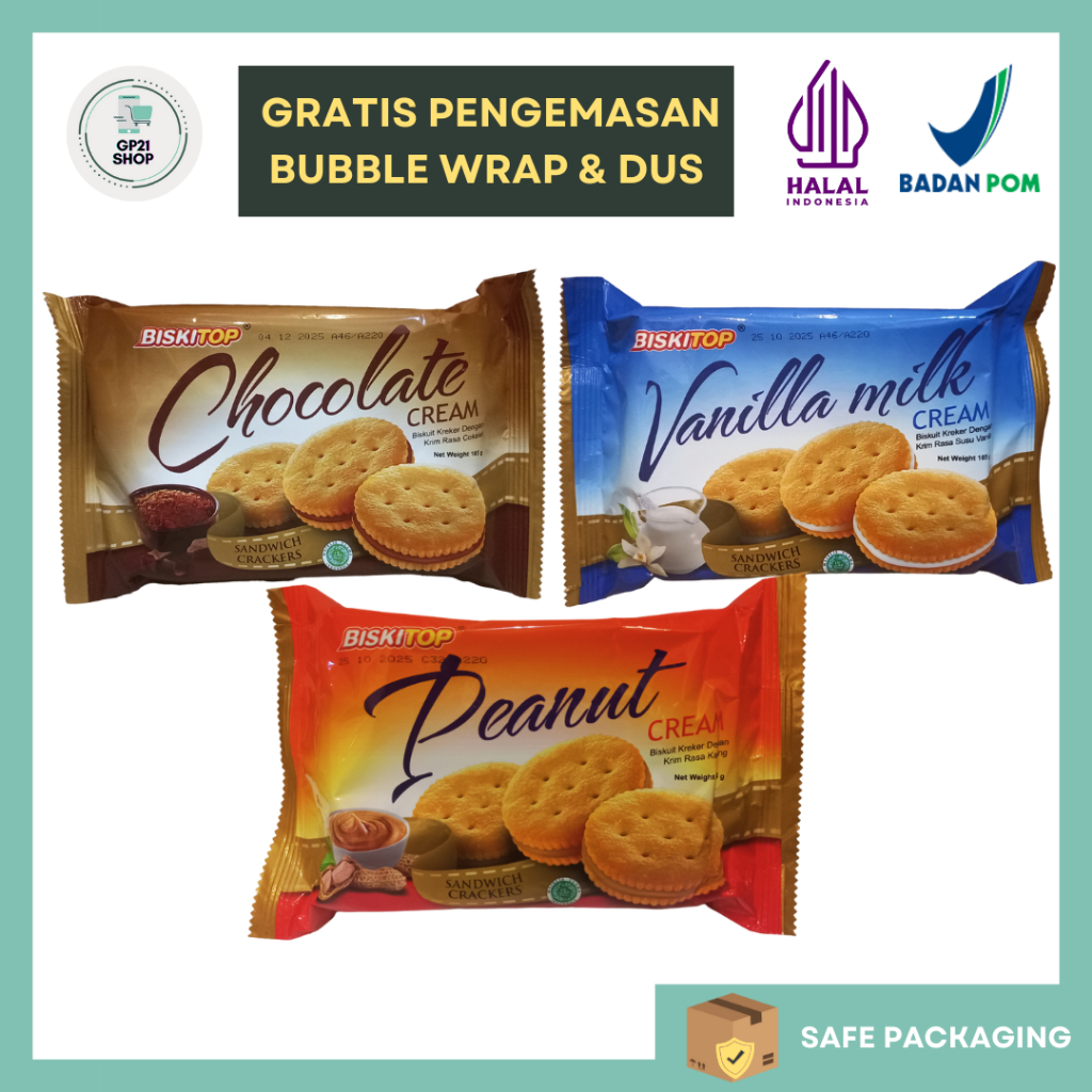 

Biskitop Sandwich Crackers Cream 165gr - Biskuit Kreker Krim Snack Cemilan Murah Enak