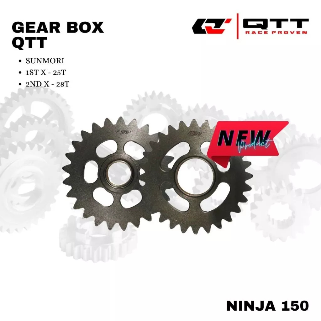 GEAR BOX RASIO QTT RACING NINJA 150 SUNMORI SUNMORY 1ST X-25T  2ND X-28T