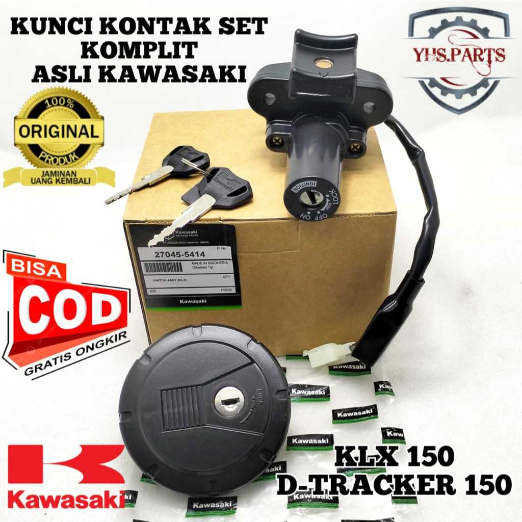 ASLI ORIGINAL KUNCI KONTAK SET JOK PLUS TUTUP TANGKI KAWASAKI KLX 150 D TRACKER DTRACKER STOP KONTAK