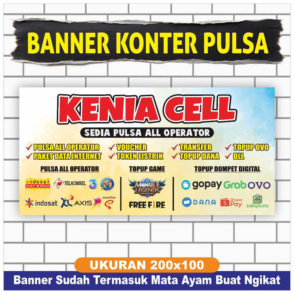 Cetak Spanduk Konter Pulsa ( Ukuran 100x200 )