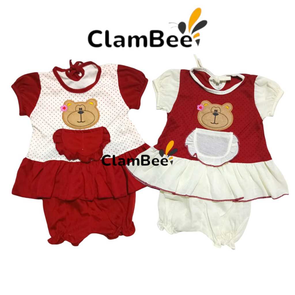 Clambee-Baju Bayi Dress Bayi Perempuan 0-6 bulan Lucu