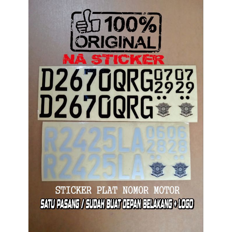 STICKER PLAT NOMOR MOTOR BAHAN REFLEKTIF/ FOSFOR