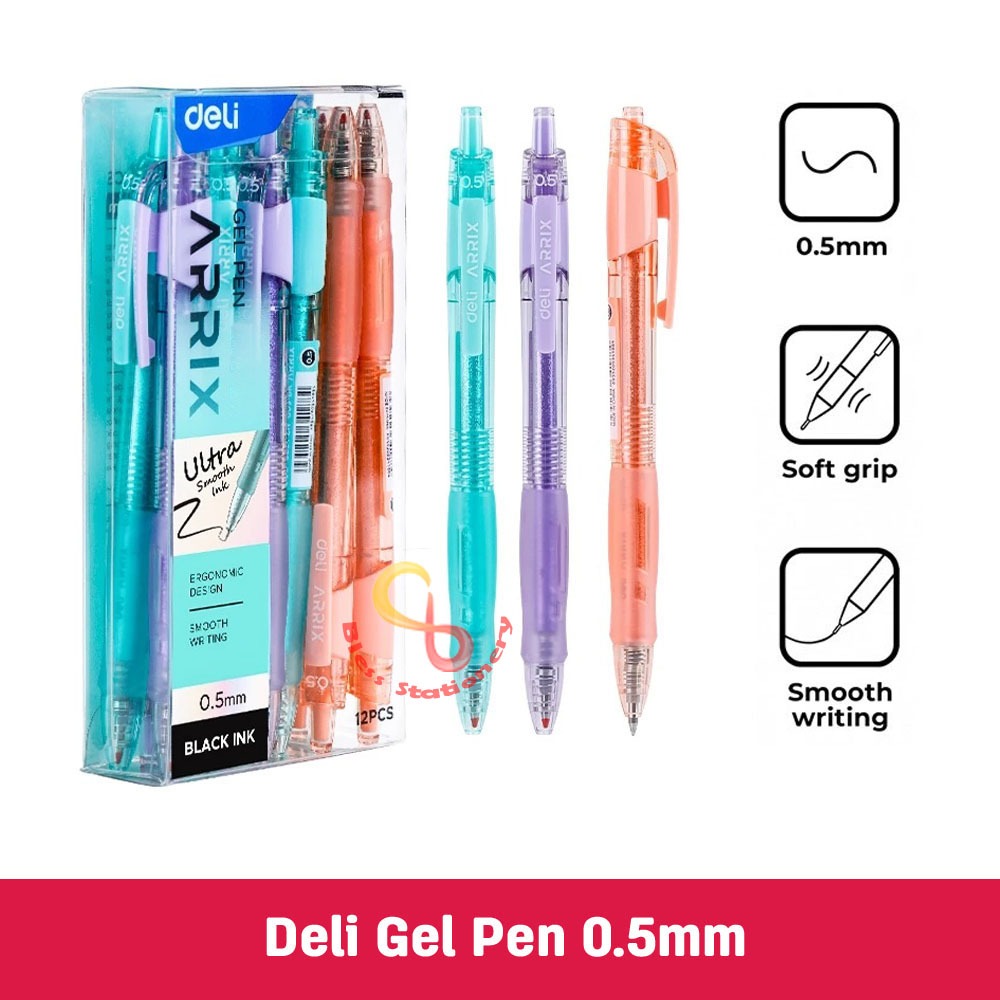 

Deli gel pen 0.5mm Pena gel Pen jel Pulpen gel Bolpoint Ballpoint tinta gel Ball point 0.5mm