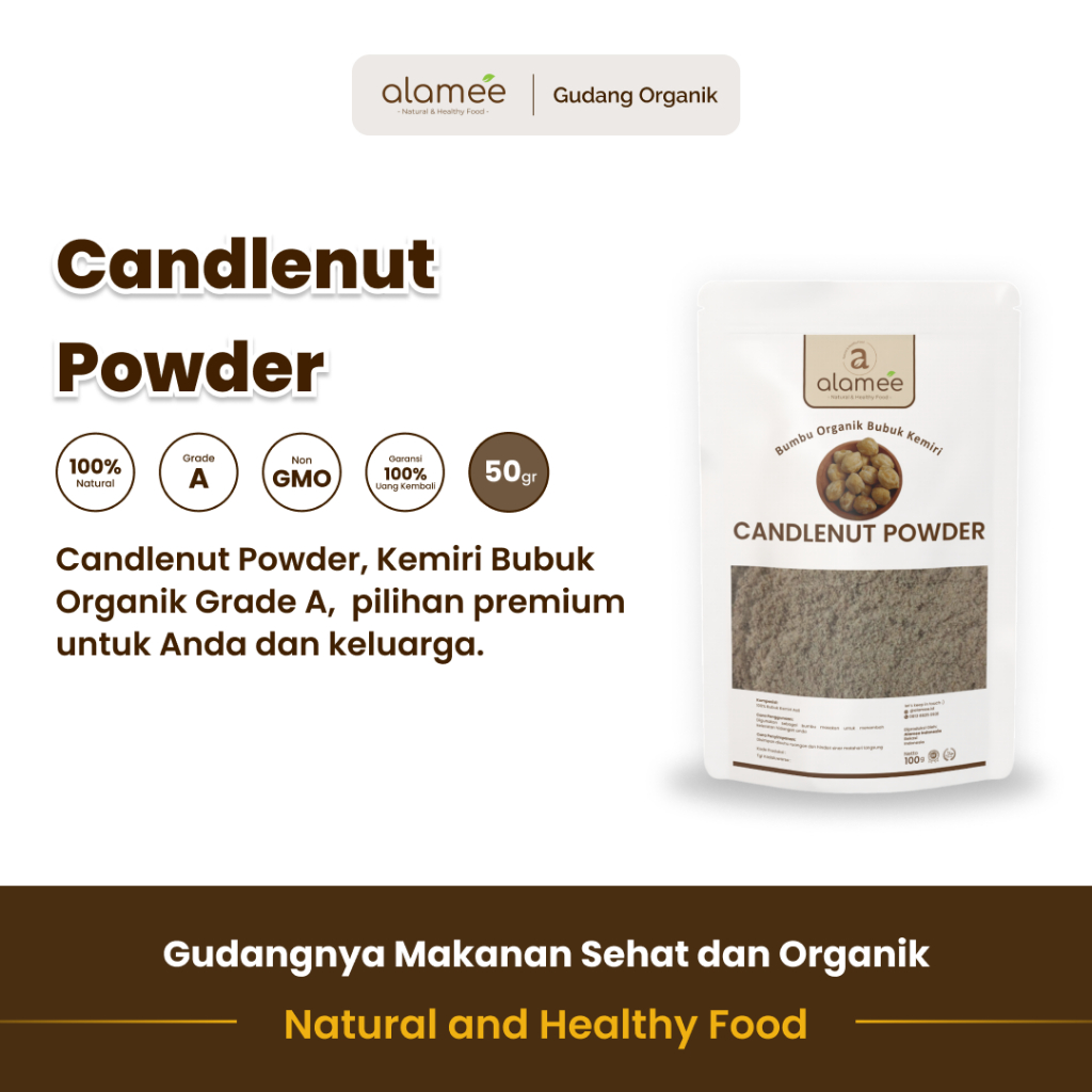 

alamee bumbu organik kemiri 50 gram dengan aroma khas rempah hangat 100 persen organik menambah rasa