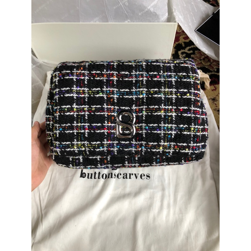 ZOEY TWEED BAG BUTTONSCARVES