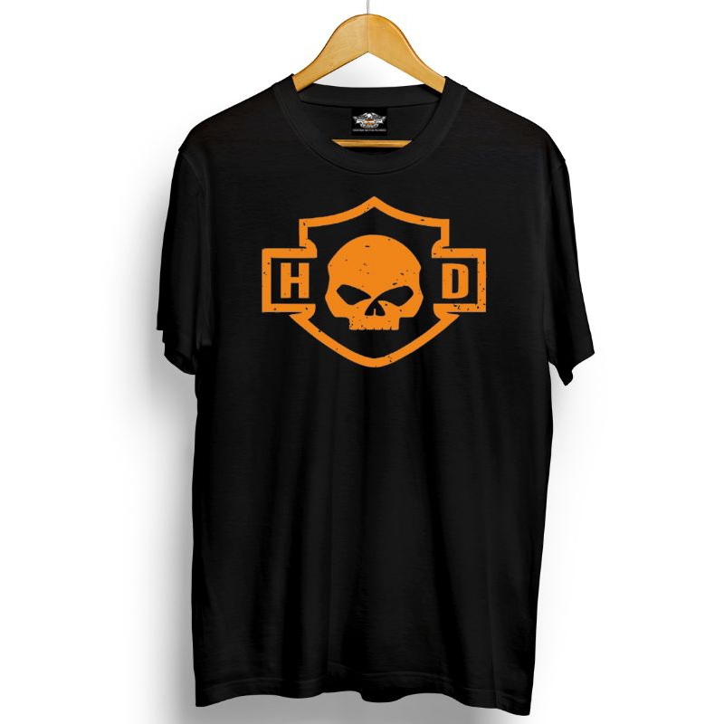 Kaos T shirt motor biker Dubai Harley Davidson orange logo