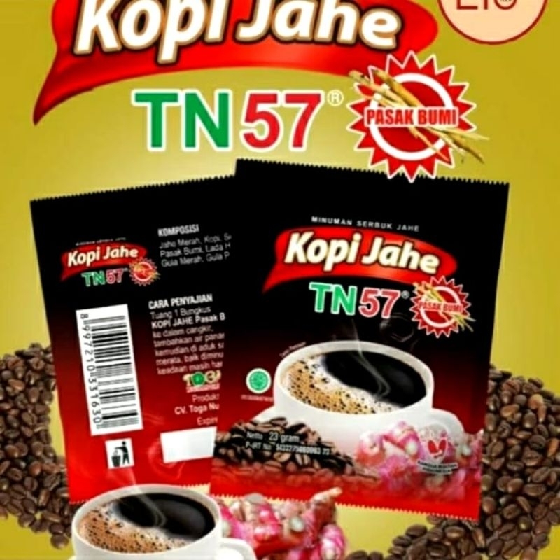 

Kopi Herbal Kopi Jahe Plus Kopi TN57 | Per Renceng isi 10 sachet