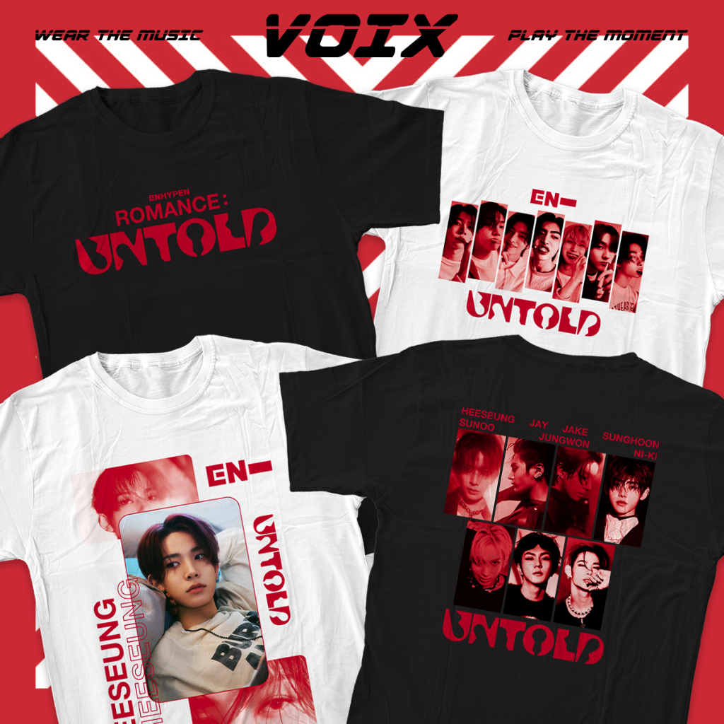 Kaos Kpop ENHYPEN "XO ; ROMANCE: UNTOLD" Tee - Heeseung, Jay, Jake, Sunghoon, Sunoo, Jungwon, Ni-Ki