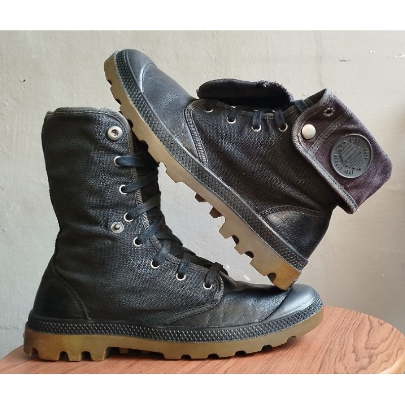 Boots PALLADIUM black leather canvas (second) size 42