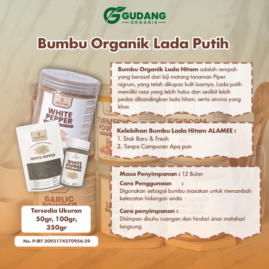 

alamee bumbu organik lada putih 100 gram tanpa bahan tambahan menyuguhkan rasa yang lembut