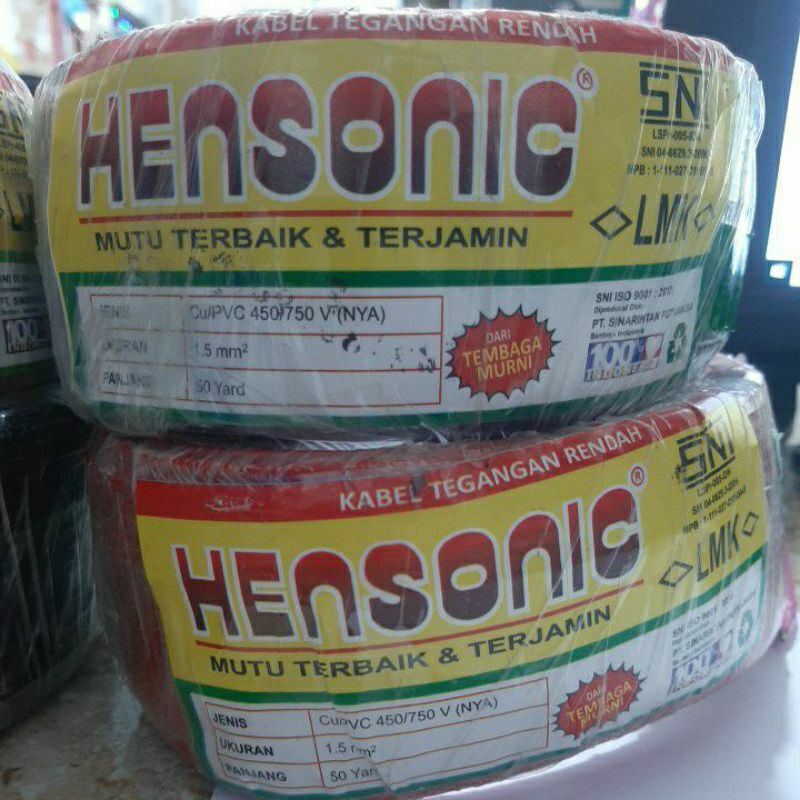 Kabel NYA Hensonic 1x1.5+ 50 yard tembaga SNI