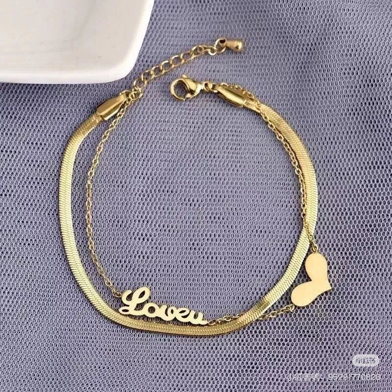 gelang kaki love 2layer Titanium