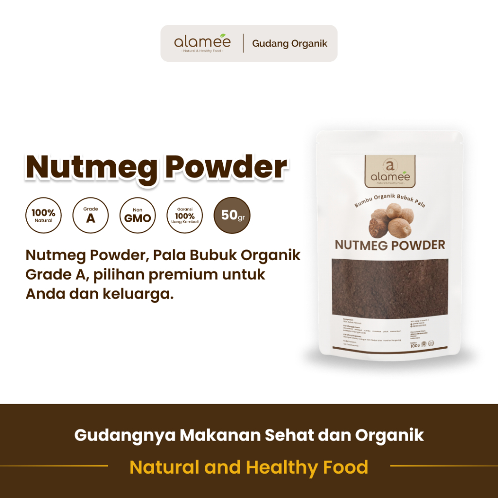 

alamee bumbu organik pala 50 gram dengan aroma khas menambah cita rasa masakan rumah alami herbal