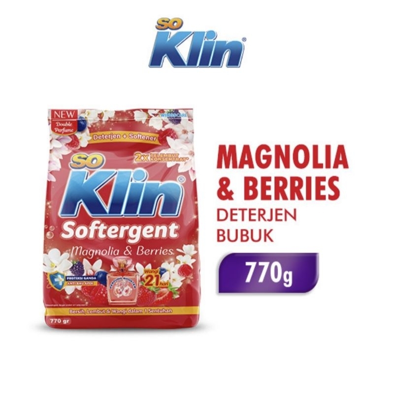 Soklin Softergent Deterjen Bubuk Magnolia & Berries 720 gr / Deterjen Bubuk Soklin Softergent