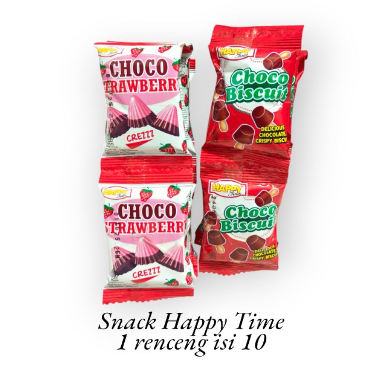 

(1 RENCENG ISI 10) SNACK HAPPY TIME COKLAT BISKUIT CHOCO BISKUIT CHOCO STROBERI