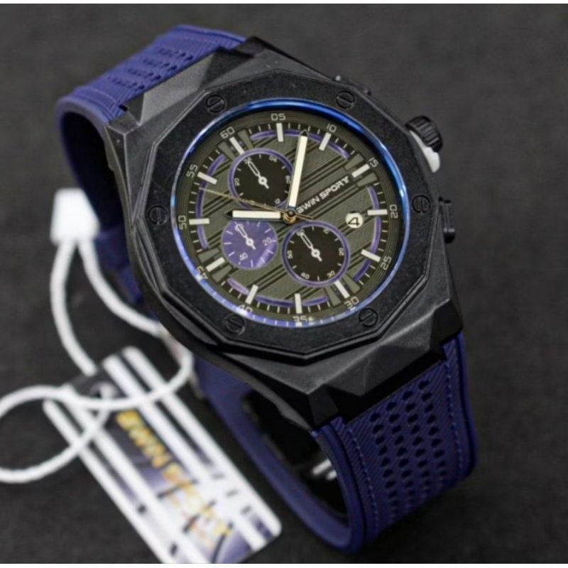 JAM TANGAN PRIA // JAM TANGAN PRIA AWIN SPORT // JAM TANGAN PRIA TALI KARET BIRU NAVY TANGGAL AKTIF
