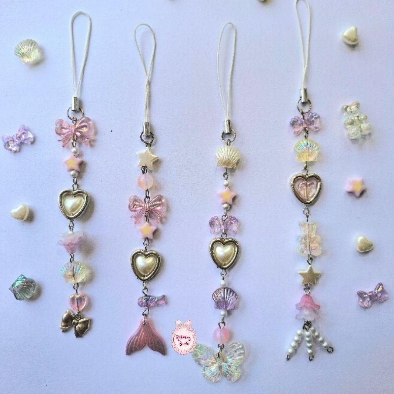 Phone charm beads purple series 𐙚 | gantungan hp manik-manik warna ungu | tali handphone warna ungu