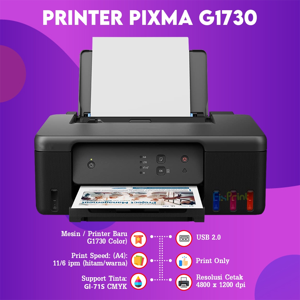Printer Canon G1730 1737 G1010 Single Function PIXMA Print Only Garansi Resmi