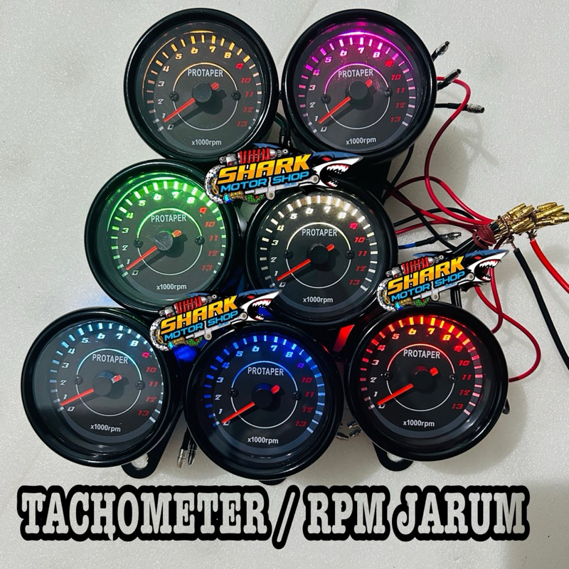 Rpm jarum analog / Tachometer LED 12VDC motor jarum hitam