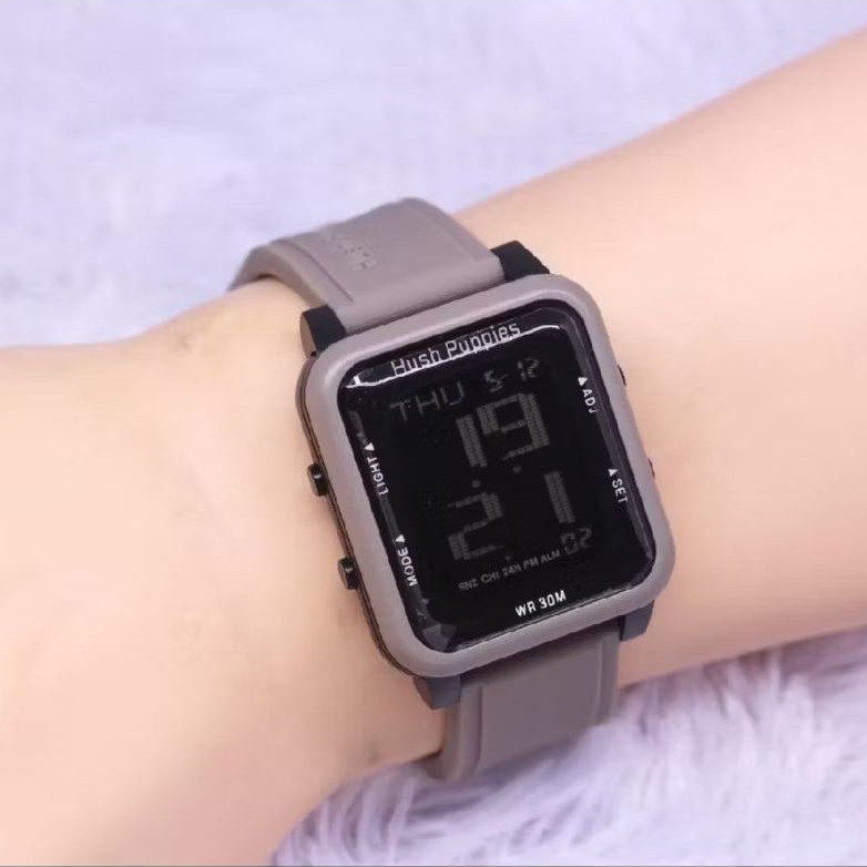 JAM TANGAN PRIA DAN WANITA // JAM TANGAN LED DIGITAL // JAM TANGAN TALI KARET COKLAT