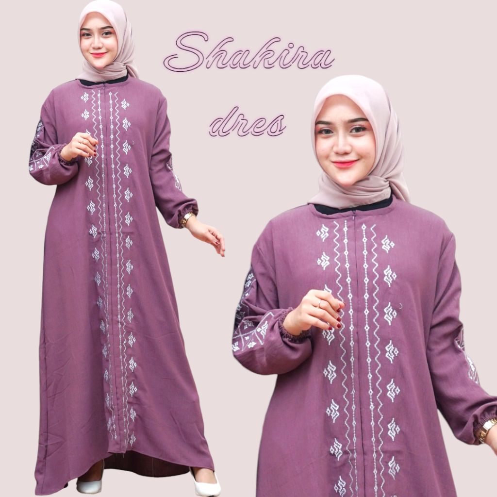 SHAKIRA DRESS CRINGKEL AIRFLOW MIX BORDIR/GAMIS MUSLIMAH/GAMIS WANITA JUMBO/GAMIS KEKINIAN/GAMIS LEB