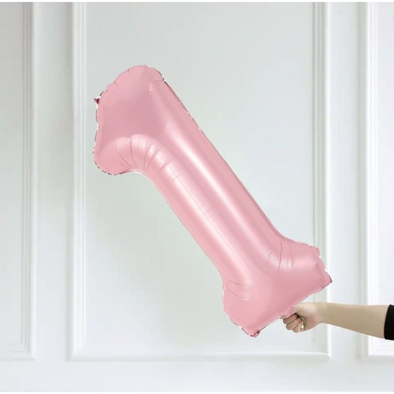 BALON FOIL JUMBO ANGKA 1 BABY PINK