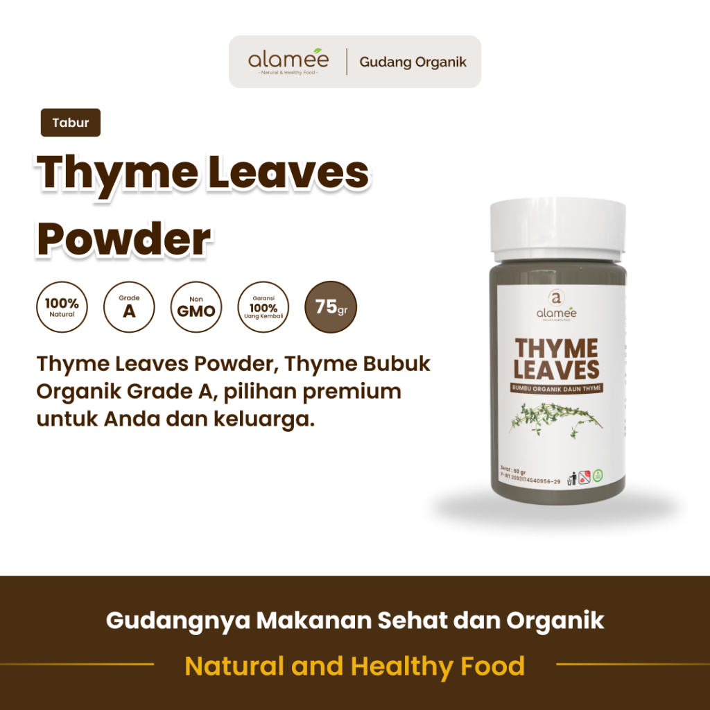 

alamee bumbu organik thyme tabur dengan aroma khas bumbu herbal kaya nutrisi meningkatkan rasa