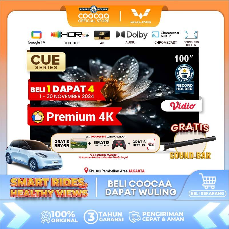 [NEW] [Google TV] COOCAA TV 100 inch - QLED- Smart TV - Digital TV - Netflix & Youtube - Google Assi