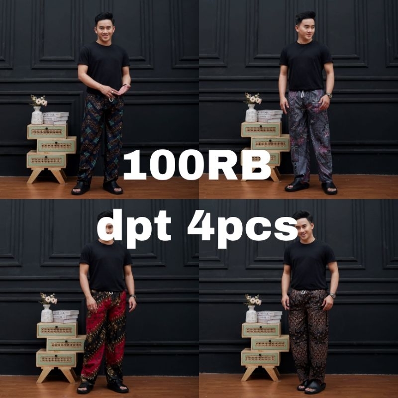 PAKET 100RB DAPAT 4PCS CELANA BATIK PRIA WANITA DEWASA CELANA TRADISIONAL BETAWI MOTIF BATIK ASLI PE