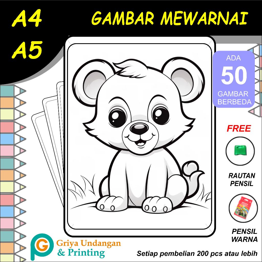 

Gambar Mewarnai Seri Animal Cute Kertas Mewarnai HVS Bukan Buku Untuk Anak PAUD TK