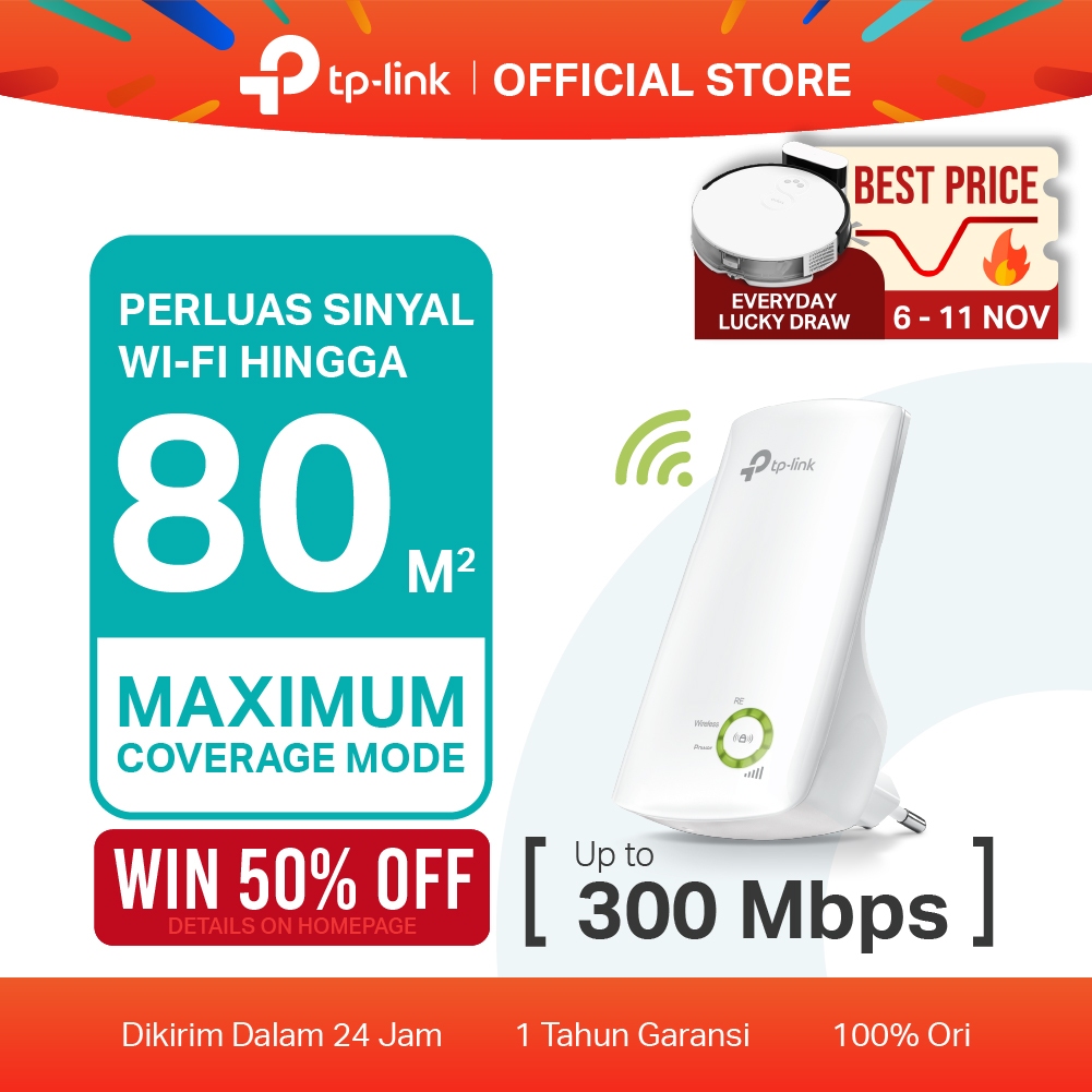 TP-Link TL-WA854RE WiFi Repeater 300Mbps Wireless Extender Penguat WiFi Jarak Jauh Penguat Singal